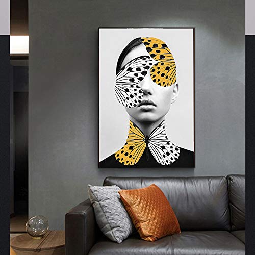 wZUN Abstracto Creativo Mariposa Mujeres Arte de la Pared Impresiones Cartel Lienzo Pintura Muebles de Sala imágenes 60x80 Sin Marco