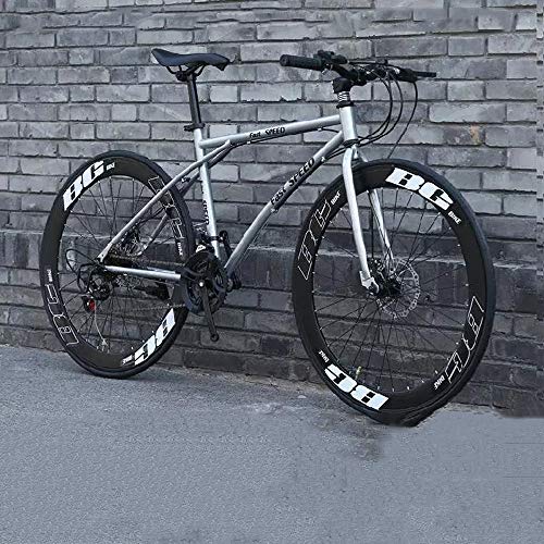 XSLY Enfriar gris-negro de los hombres de bicicletas, 24 velocidad de 26 pulgadas Bicicletas de la Mujer, marco de acero al carbono de alta bicicletas de carretera for adultos, doble freno de disco Ci