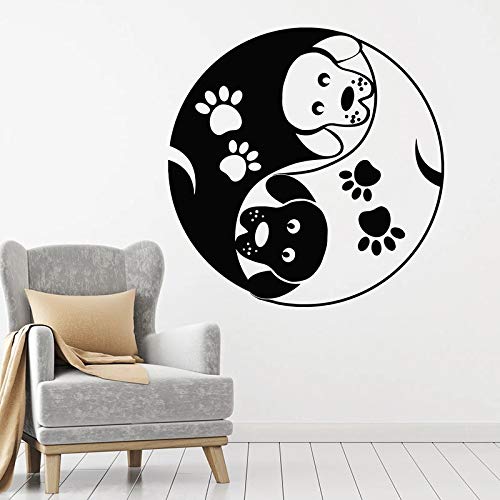 Yin Yang calcomanías de pared perro animal pata vinilo puerta y ventana pegatinas tienda de mascotas salón de belleza habitación de niños decoración de interiores arte mural