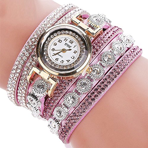 Yivise Mujeres Pulsera Relojes Moda Casual Rhinestone Diamante Analógico Cuarzo Mini Dial Redondo Elegante Reloj de Pulsera(I)