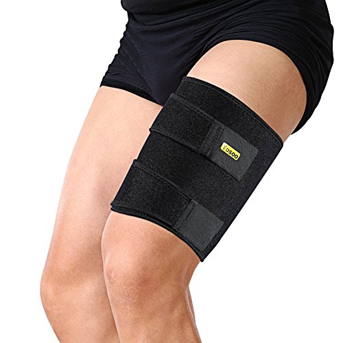 Yosoo - Protección de neopreno para muslo (apta para pierna izquierda o derecha, diseño unisex), color negro