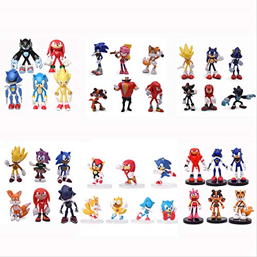 YUNMEI Figura de Sonic 36 unids / Set Sonic Doll Figura Juguetes Anime Dibujos Animados Sonic Generation Boom Rare Dr Eggman Shadow PVC Juguete para niños Regalos