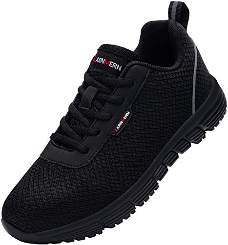 Zapatillas de Seguridad Mujer L8038 S1 SRC Zapatos de Trabajo con Punta de Acero Ultra Liviano Suave y cómodo Transpirable Antideslizante(42 EU,Negro Oscuro)