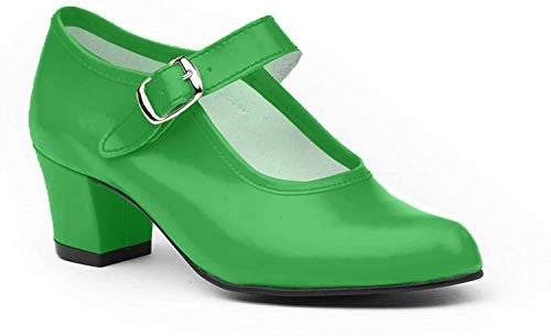 Zapatos Flamenca Para Niña y Mujer, Mod. 302, Calzado Made In Spain (38, Verde)