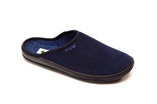 Zapatos médicos DrLuigi para Mujer - Suela de Poliuretano - Interior y Exterior de algodón Italiano (Azul Oscuro, 40) - Certificado ISO 9001