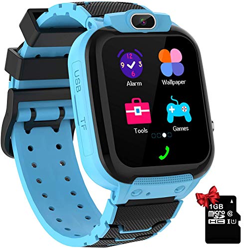 Zeerkeer Reloj Inteligente Niños，Música Smartwatch para Niños Niña Game Watch Relojes Smart Realiza Llamadas Mensajes de Voz Reloj de Cámara Alarma (Azul)