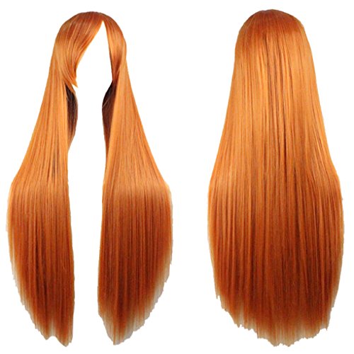 Zinsale 32" larga recta Cosplay pelucas Natural resistente al calor sintético Lolita Anime postizo (Naranja)