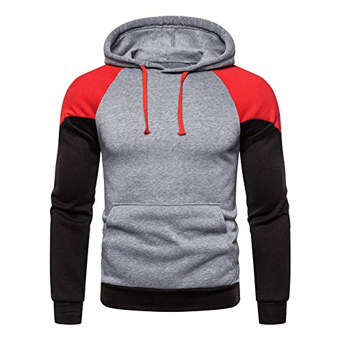 ZZOU Mens Fashion Hooded Sweatshirts Long Sleeve Casual Plaid Pullover Hoodies Patchwork Top Hoody Sports Lightweight Athletic Gym Workout Bodybuilding Fitness Jacket T-Shirts Undershirt