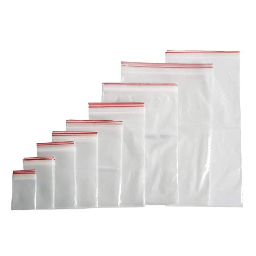 100 bolsas con cierre a presión con cierre de cremallera (40 tamaños a elegir), 7x10, farbenlos, 1