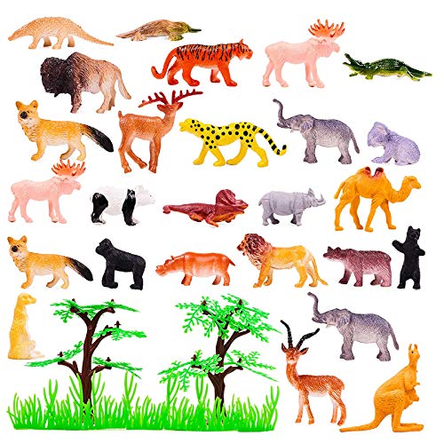 100 Mini Animales Juguete Selva Salvajes para Niños| Pequeñas Figuras Animales Zoo| Realista, Resistente y No Tóxico| Regalo Educativo para Fiesta Cumpleaños Rellenos Bolsas Fiesta Piñatas Premios.