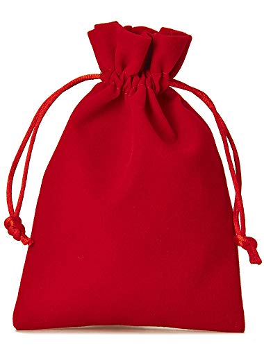 12 bolsitas de terciopelo con cordón para cerrar, tamaño 10x7,5 cm, bolsa para regalos de navidad, cumpleaños, joyas y otros detalles hechos a mano (rojo)