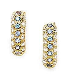 14ct de oro amarillo de marzo LT-azul CZ Fancy pendientes con - mide 13 x 4 mm - JewelryWeb