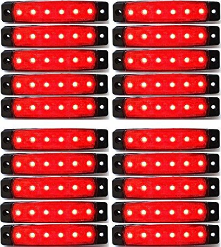 20 unidades de marcadores led de 24 V para parte trasera, luces rojas para camión, remolque, chasis, autocaravana, camioneta, caravana