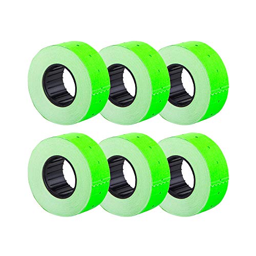 (6 rollos) Verde 21 x 12 mm Etiqueta adhesiva de papel de color Precio Pistola Etiquetas de marcador de precios MX-5500