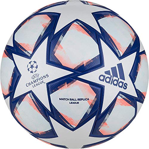 adidas Fin 20 LGE Soccer Ball, Men's, White/Team Royal Blue/Signal Coral/Sky Tint, 5