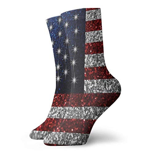 akingstore Bandera americana en purpurina novedad calcetines calcetines deportivos medias 30 cm