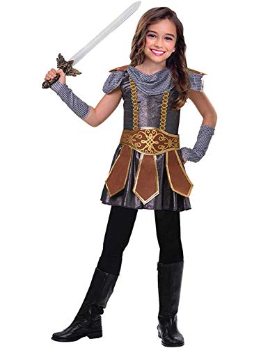 amscan 9903189 Disfraz medieval para mujer con cinturón de guerrero y guantes, de 5 a 6 años, 1 unidad, multicolor