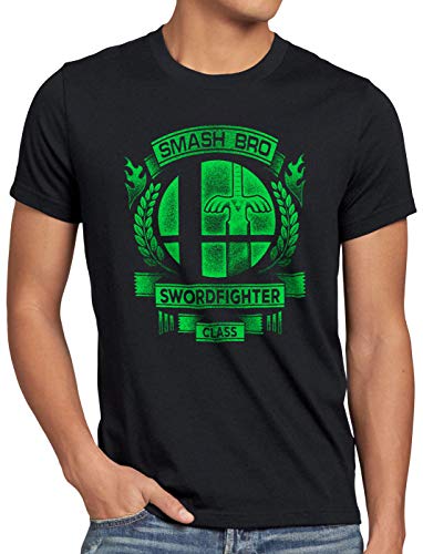 A.N.T. Swordfighter Smash Camiseta para Hombre T-Shirt Ultimate Brothers Super Switch Brawl, Talla:S, Color:Negro