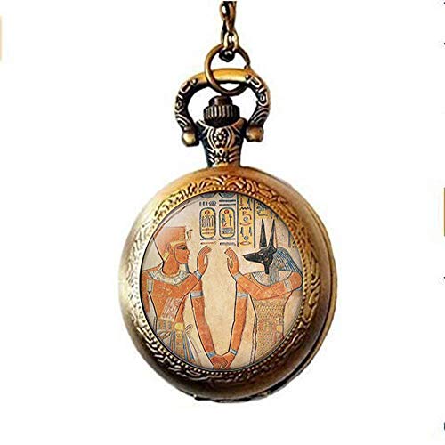 Anubis - Collar de reloj de bolsillo, diseño egipcio del Señor del Inframundo, joyería egipcia, joyería de Anubis, joyería gótica