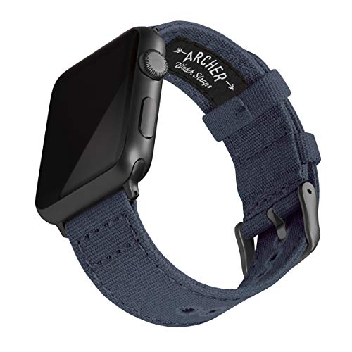 Archer Watch Straps | Correas Reloj Lona para Apple Watch | para Hombre y Mujer (Azul Marino, Gris Espacial, 38/40mm)