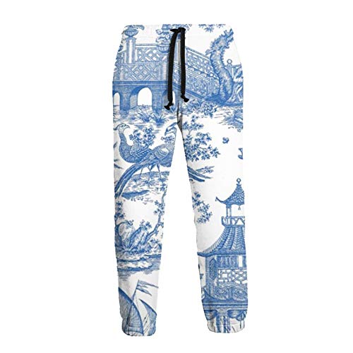 Azul Chinoiserie Temple Chino Estilo Hombres Mujeres Chándal Divertido Pantalones Deportivos Pantalones con Cordón