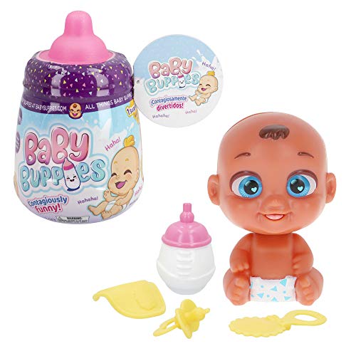 Baby Buppies - Biberón Sorpresa con complementos bebé muñeco, biberón, sonajero, chupete, babero, guía de cuidados y certificado de nacimiento Juguetes niños 3 años