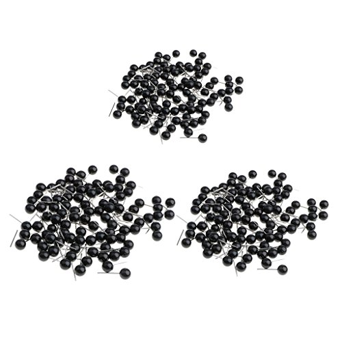 Baoblaze 300 Unids/Set Negro Fieltrado Muñeca Ojos De Vidrio para Fieltro Osos Muñecas - 4-6mm, 3 Tamaños