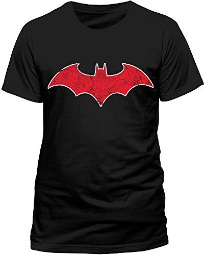 Batman Red Batmobile Logo Camiseta, Negro, Medium para Hombre
