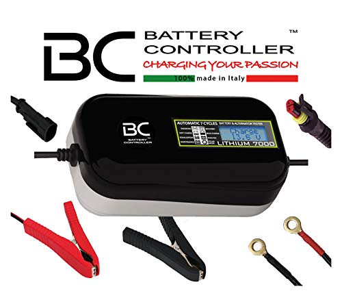 BC LITHIUM 7000 - 12V 7A - Cargador y Mantenedor de Carga Automático y Digital para Baterías de litio/LiFePO4 + Comprobador de Batería y Alternador