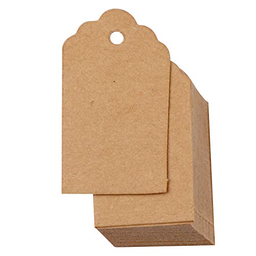 Belle Vous Etiquetas de Regalo (Pack de 1000) - (4 x 2cm) Etiquetas Carton Kraft Etiquetas para Precios Mercancía, Colgar Etiquetas - Etiquetas para Bodas, Cumpleaños, Regalos Bodas