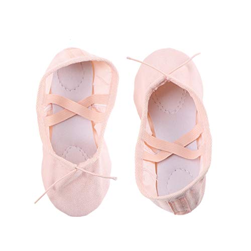 BESPORTBLE Zapatillas de Ballet para niñas niños Zapatillas clásicas de Lona con Suela Dividida Zapatos de Yoga Pisos Tamaño 32 Carne Rosa