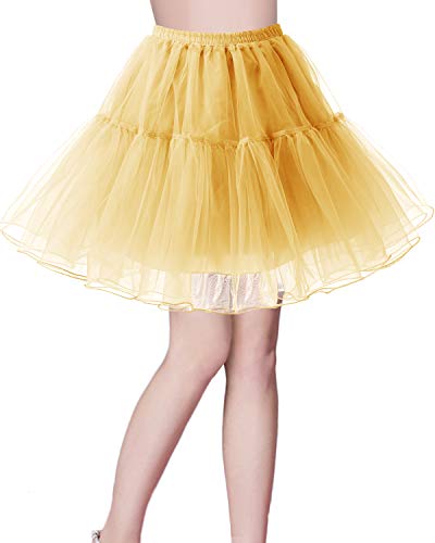 Bridesmay Enaguas Años 50 Vintage para Vestidos Faldas Cortas De Tul Mujer Cancan Tutu Rockabilly Yellow S
