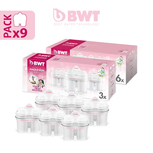BWT Pack 9 filtros Jarra de Agua con magnesio Longlife mg2+, Blanco, 9 Meses