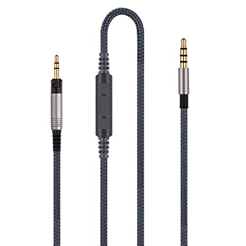 Cable de Audio de Repuesto – Compatible con Sennheiser HD6 Mix, HD 7 DJ, HD 8 DJ Auriculares y Samsung Galaxy Huawei Android con micrófono en línea y Control Remoto de Volumen