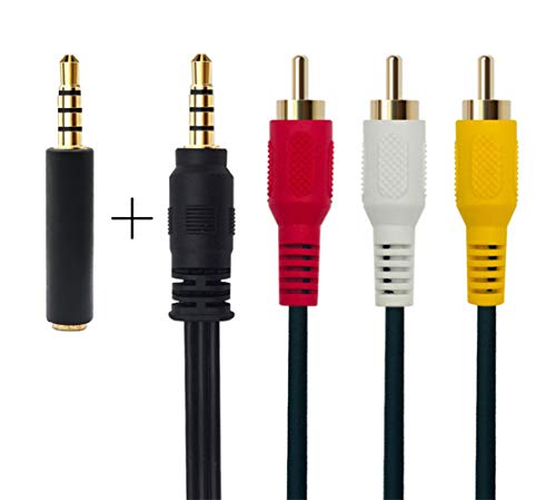 Cable de vídeo AV de 3,5 mm a RCA para iPod, MP3/PC, 3,5 mm a RCA Macho a RCA estéreo Audio Video Macho Cable AUX 3.5 Straight TO 3RCA 1m