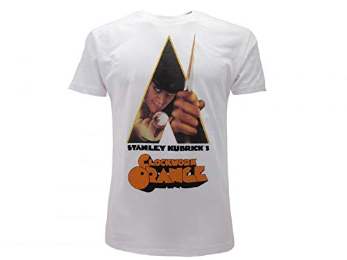 Camiseta original de naranja mecánica locandina Stanley Kubrick Clockwork Orange con etiqueta y etiqueta de originalidad blanco XS