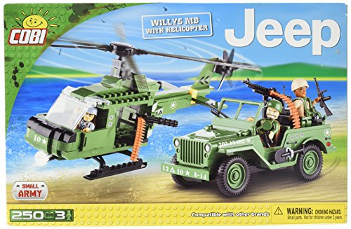 COBI - Jeep Willys MB, set con helicóptero, color verde (24254) , color/modelo surtido