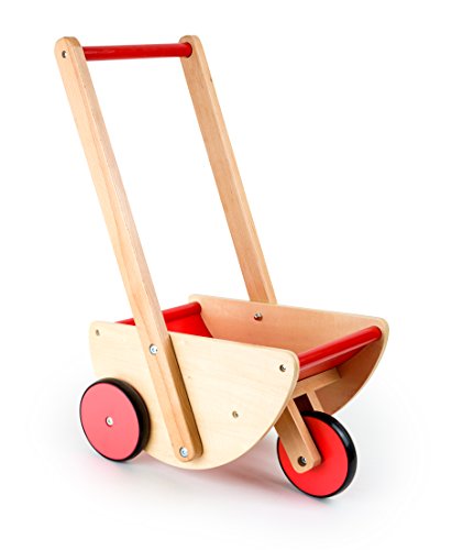 Cochecito de muñecas de diseño con 3 ruedas, cochecito de muñecsa de madera