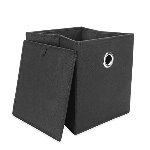 Conjunto de 6 cajas de almacenamiento plegables | Cajas plegables para dormitorio y hogar | Cestas Organizadoras de Tela | M&W (negro)
