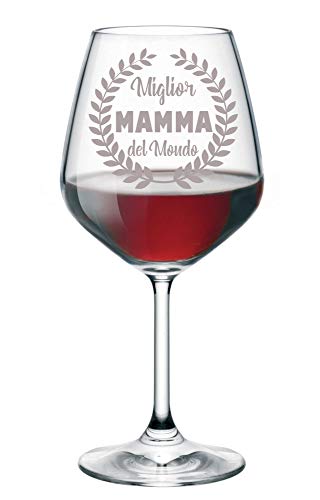 Copa de vino grabada con papá abuelo, Zio Mamma Nonna Zia Mejor del Mundo – Copa de cristal 500 ml Mamma S