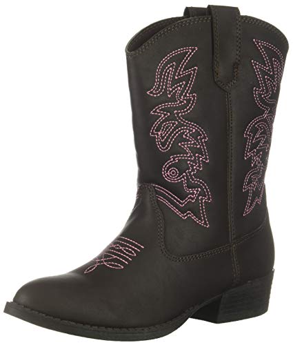 Deer Stags Unisex Ranch Pull On Western Cowboy Fashion Comfort Boot, Dark Brown, 3 Medium US Little Kid