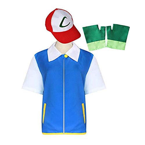 Disfraces Pokemon Ash Ketchum Ninos Cosplay Costume con Sombrero y Guantes (150)