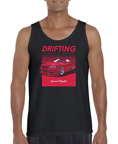 Druckerlebnis24 - Camiseta sin Mangas para Hombre y Hombre, diseño con Texto Drifting is Not Crime Negro XL