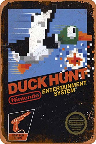 Duck Hunt Nintendo NES Light Gun Shooter Carteles de chapa vintage Cartel de chapa Retro Letrero de metal Placa Arte Decoración de pared 8 × 12 Pulgadas