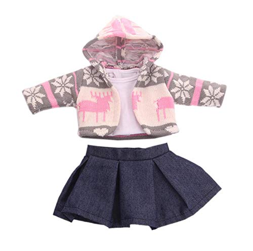 DUORUI Ropa de muñeca vestido de invierno traje chaqueta falda de punto para muñeca americana de 45,72 cm patrón de copo de nieve