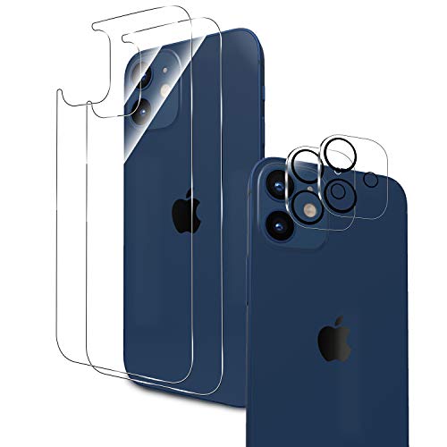 ELYCO [2+2 Piezas] Protector de Cámara + Trasero Protector de Pantalla para iPhone 12 Mini 5.4'', 9H Dureza Anti-Huellas/Anti-caída/Anti-rasguños Trasera Cristal Templado para iPhone 12 Mini 5.4''