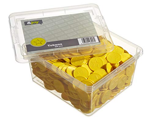 En-Joy Fichas Plasticas Grabadas - Estrella Amarilla - 500 Monedas - 29 mm