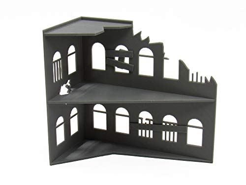 EnderToys Ruined Building, Terrain Scenery for Tabletop 28mm Miniatures Wargame, 3D Printed and Paintable