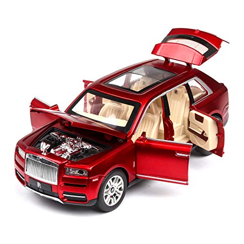 Escala 1/24 Rolls-Royce juguete Cullinan del coche de metal de la aleación del coche con las luces |Alta de la simulación |1:24 |, Negro yqaae (Color : Red)