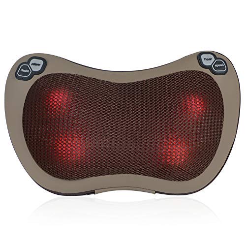 ESSEASON - Cojín masajeador de espalda con 4 botones que pueden ser ajustados, cabezal de masaje 3D Shiatsu, calefacción por infrarrojos y función de dirección, ajuste de 3 velocidades
